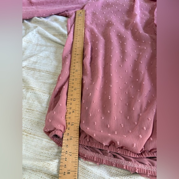 Blousology jacquard dot button down front blouse pink size 1X - Picture 13 of 16